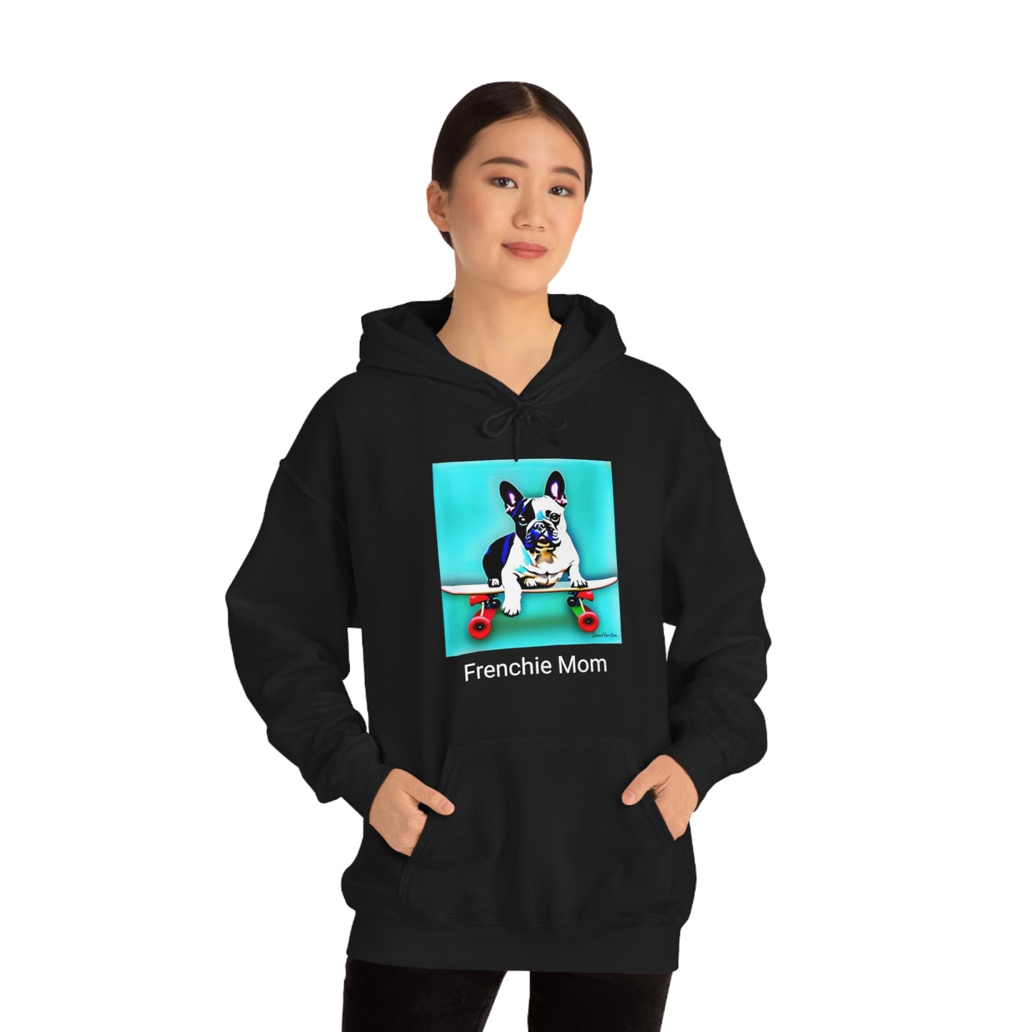 Frenchie on a Skateboard/Frenchie Mom Unisex Heavy Blend™ Hooded Sweatshirt