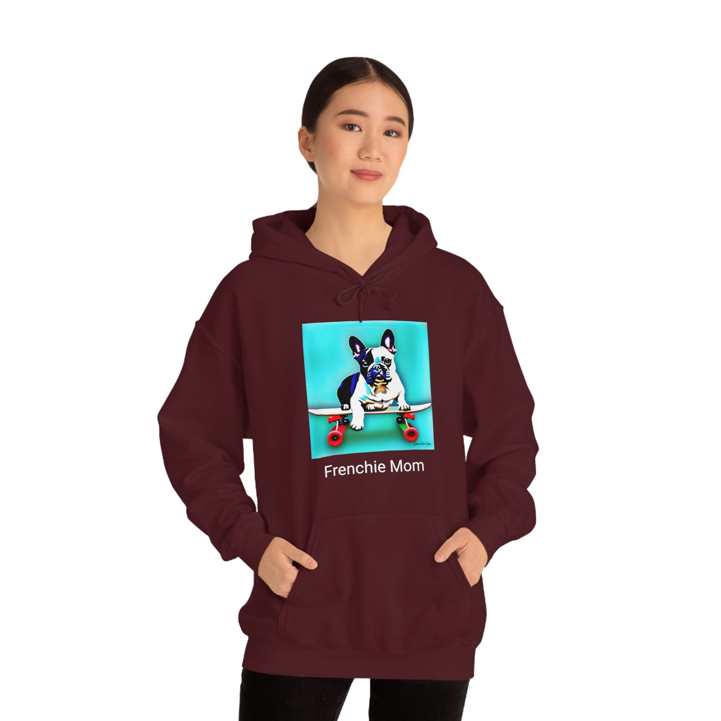 Frenchie on a Skateboard/Frenchie Mom Unisex Heavy Blend™ Hooded Sweatshirt