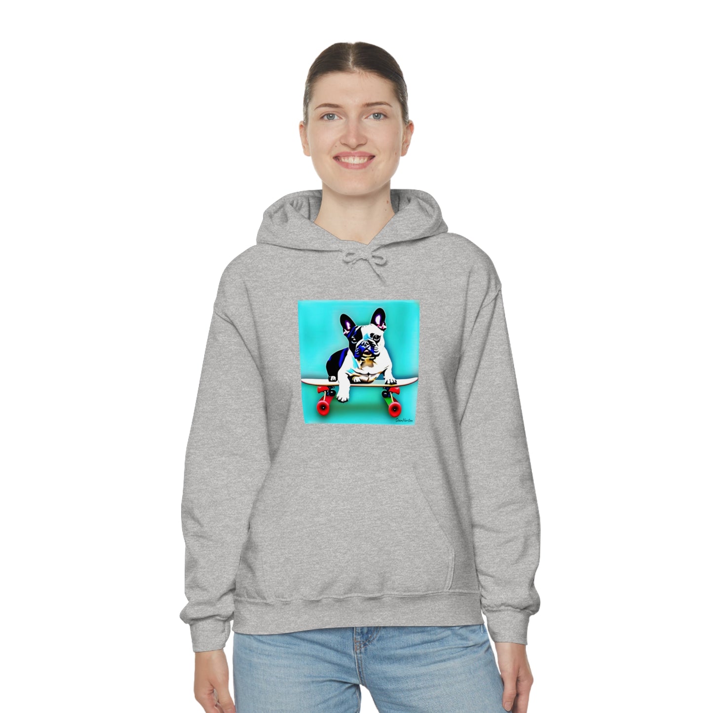 Frenchie on a Skateboard Unisex Heavy Blend™ Hooded Sweatshirt