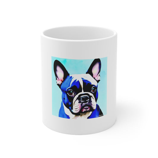 Blue Frenchie Ceramic Mug 11oz