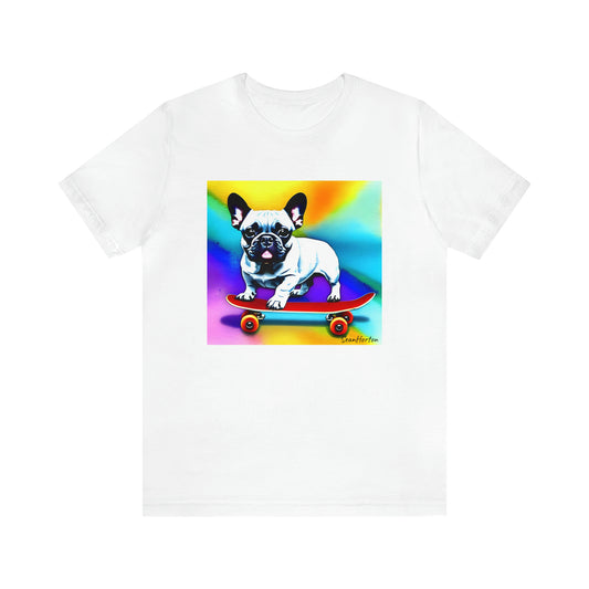 Frenchie on a Skateboard #3 Unisex Jersey Short Sleeve Tee