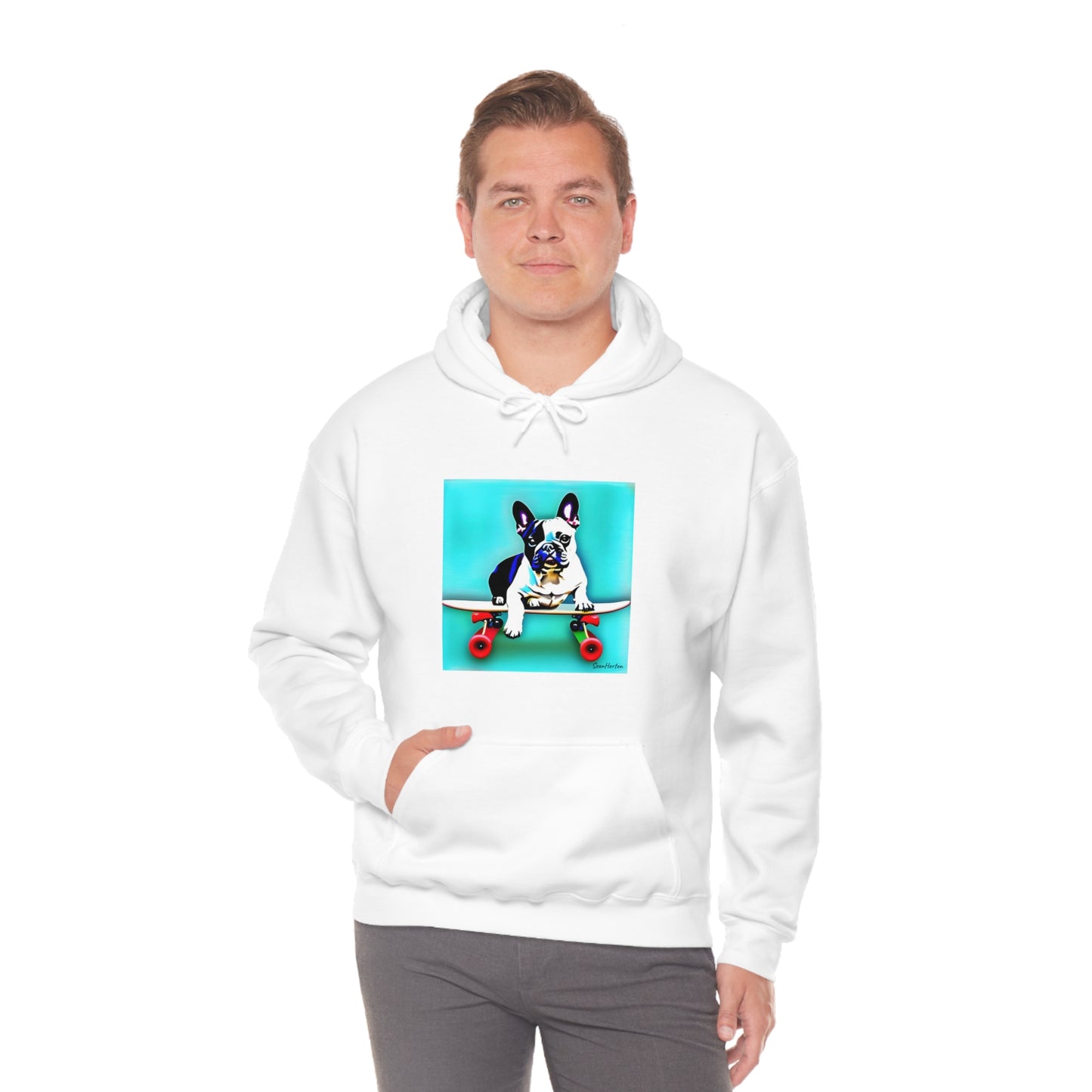 Frenchie on a Skateboard Unisex Heavy Blend™ Hooded Sweatshirt