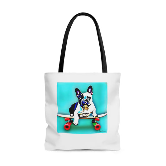 Frenchie on a Skateboard Tote Bag (AOP)