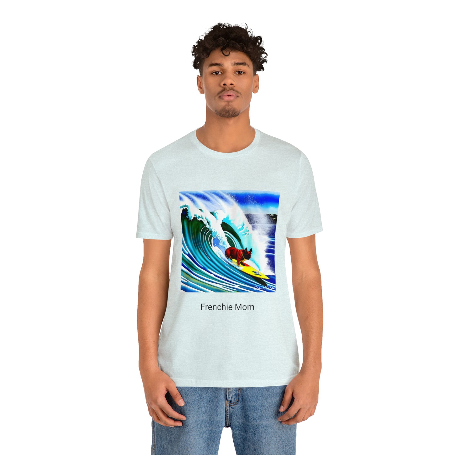 Surfing Frenchie/Frenchie Mom Unisex Jersey Short Sleeve Tee