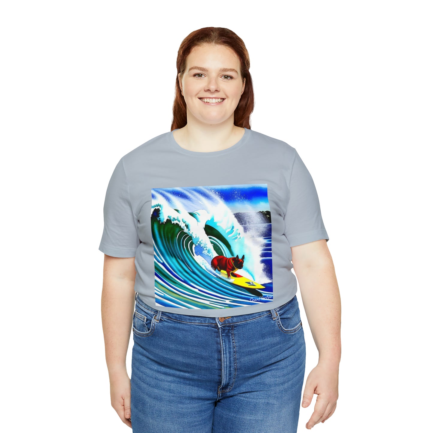 Surfing Frenchie/Frenchie Dad Unisex Jersey Short Sleeve Tee
