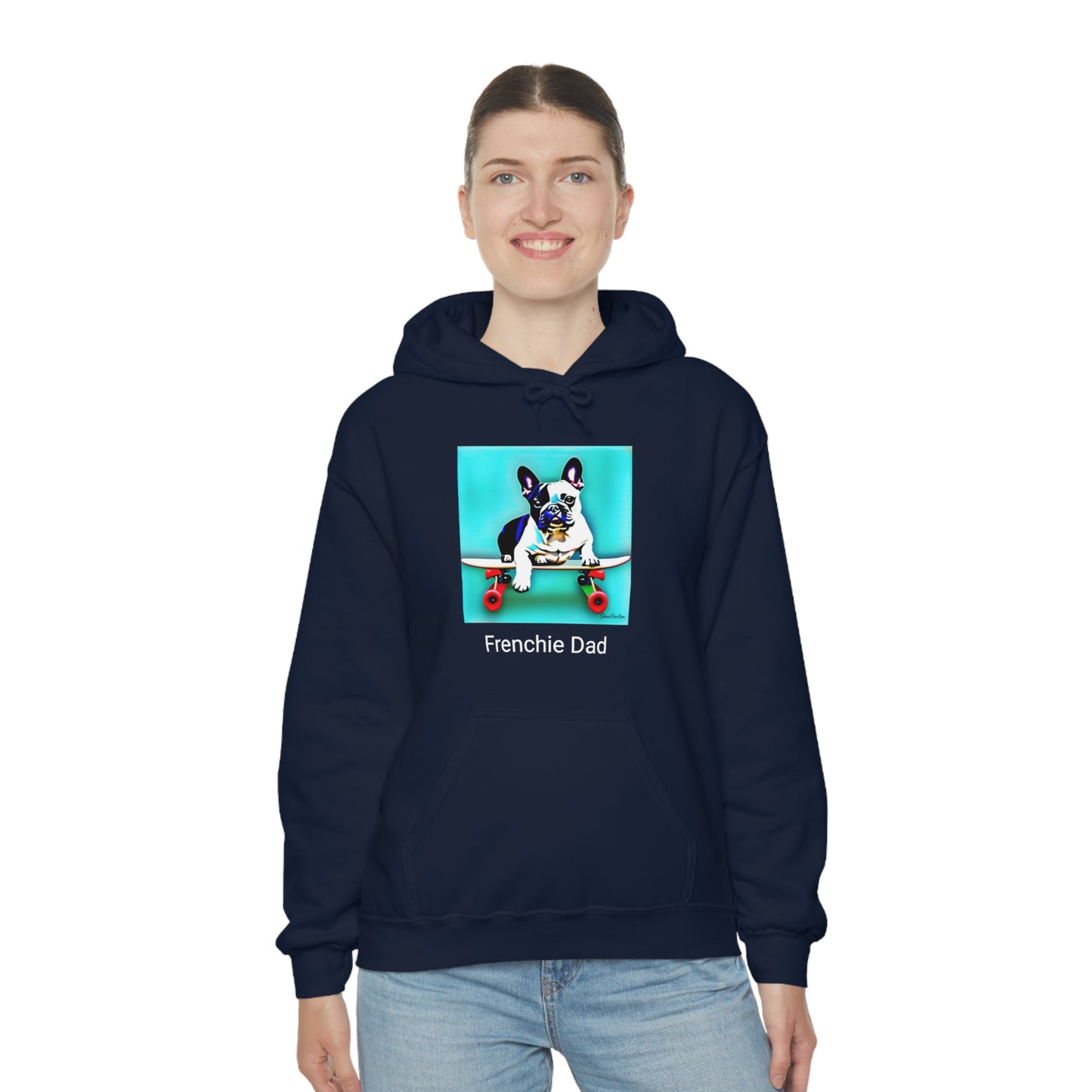 Frenchie on a Skateboard/Frenchie Dad Unisex Heavy Blend™ Hooded Sweatshirt