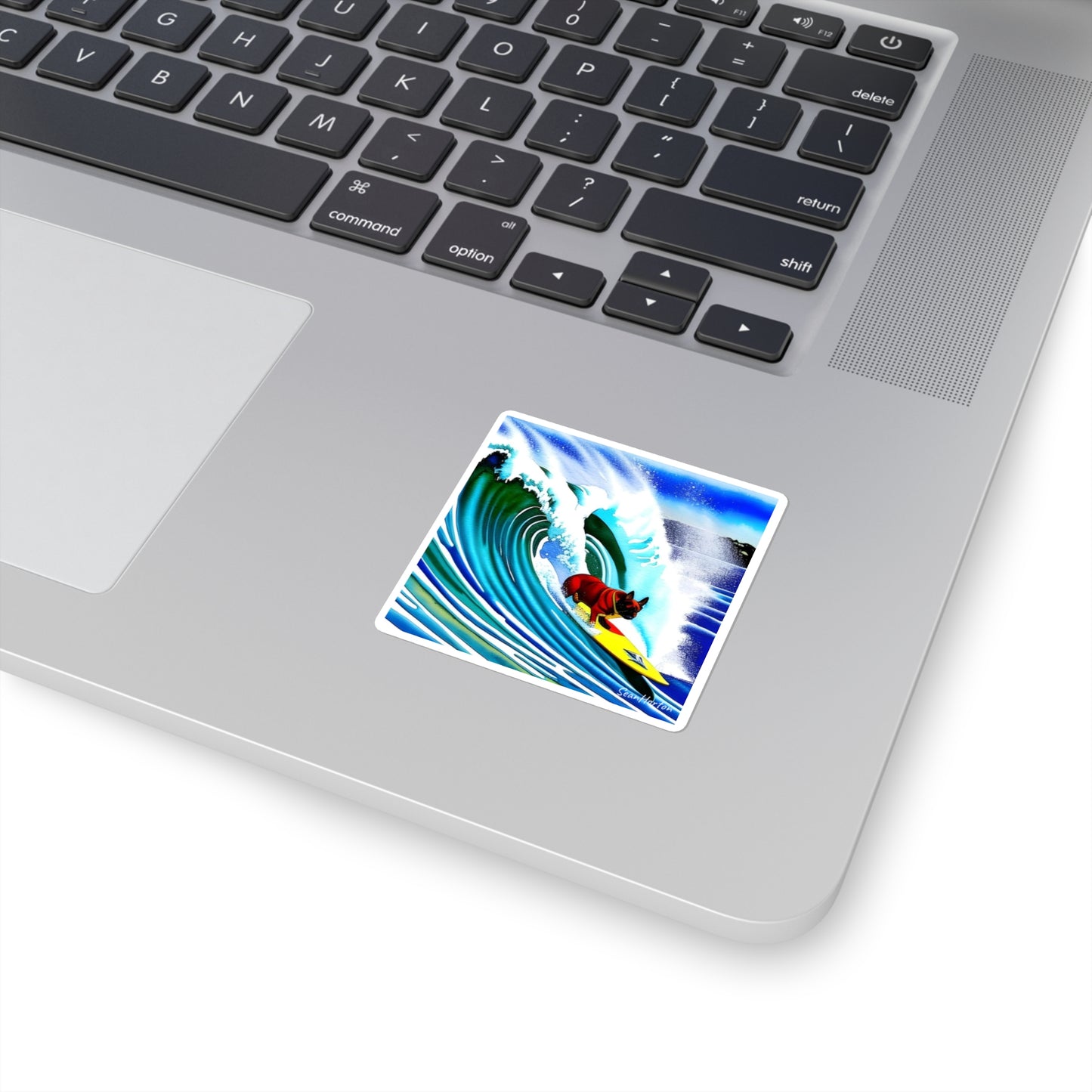Surfing Frenchie Square Stickers