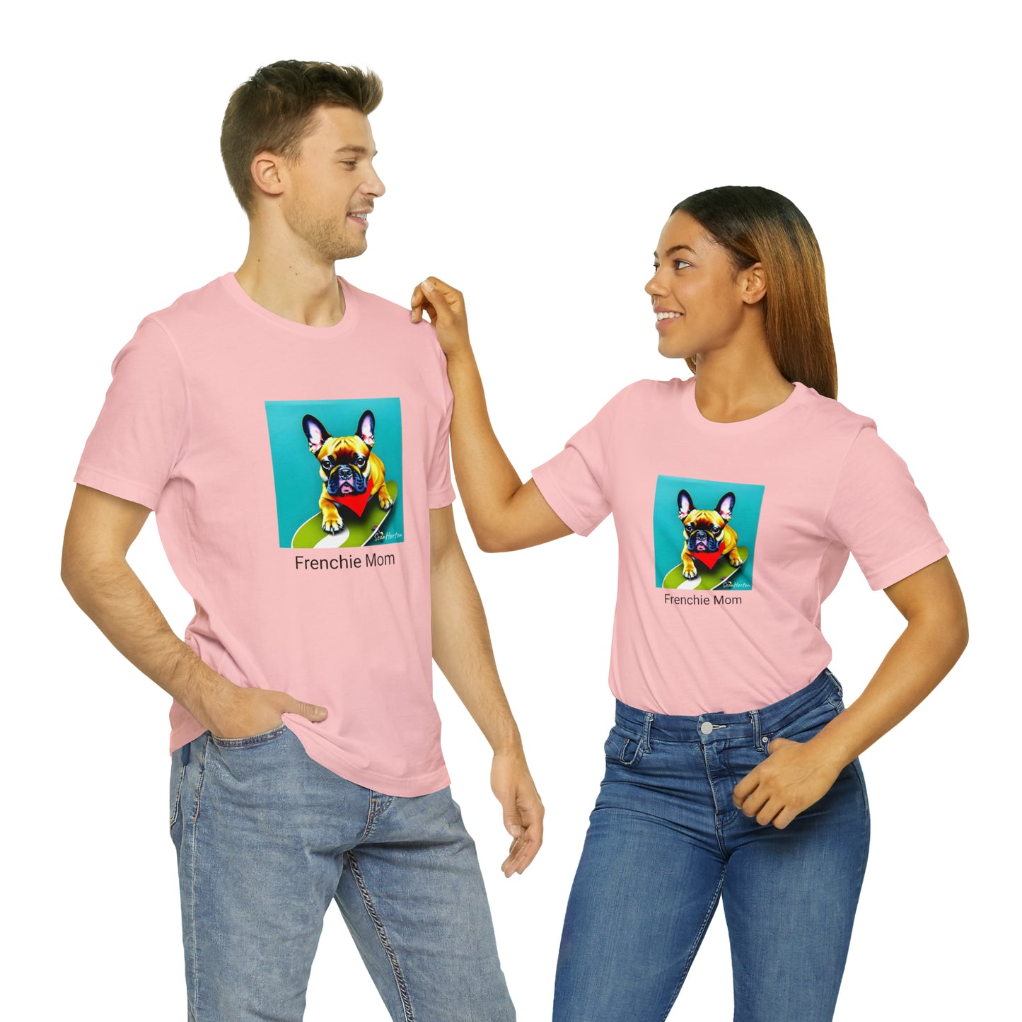 Frenchie on a Skateboard #2/Frenchie Mom Unisex Jersey Short Sleeve Tee