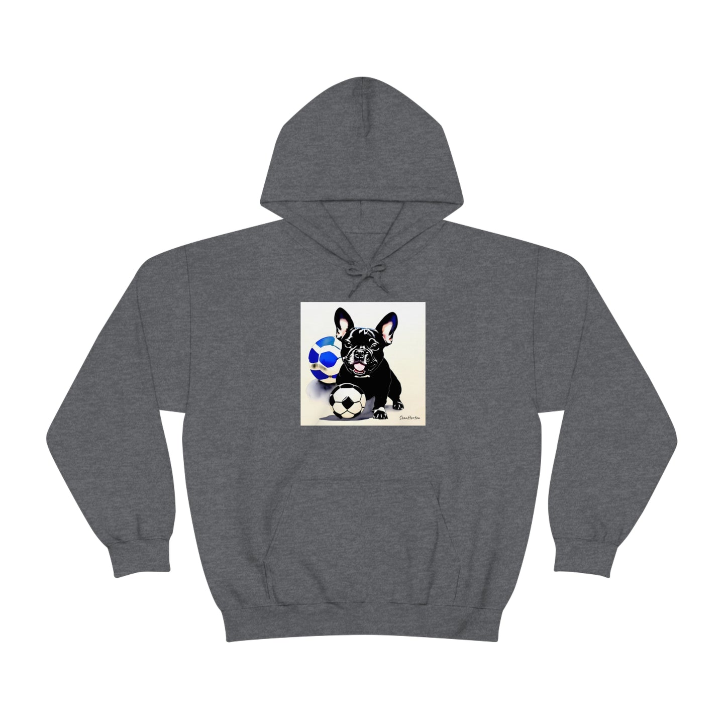 Frenchie with a Soccer Ball Unisex Heavy Blend™ Hooded Sweatshirt