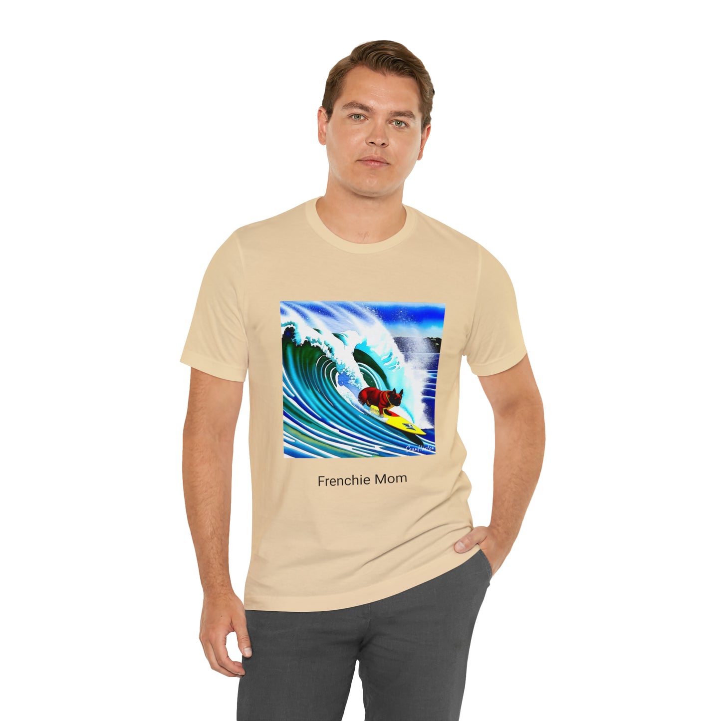 Surfing Frenchie/Frenchie Mom Unisex Jersey Short Sleeve Tee