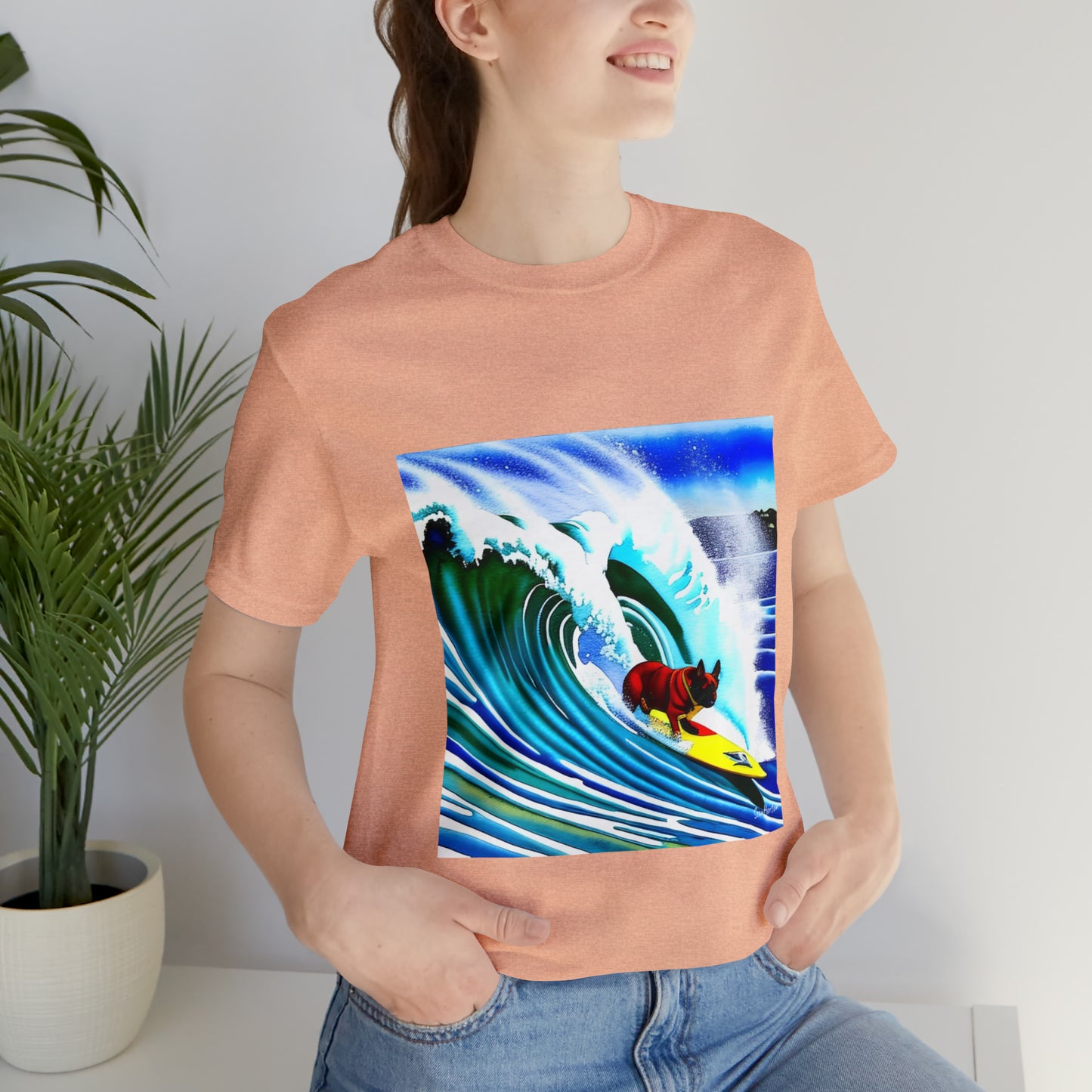 Surfing Frenchie Unisex Jersey Short Sleeve Tee
