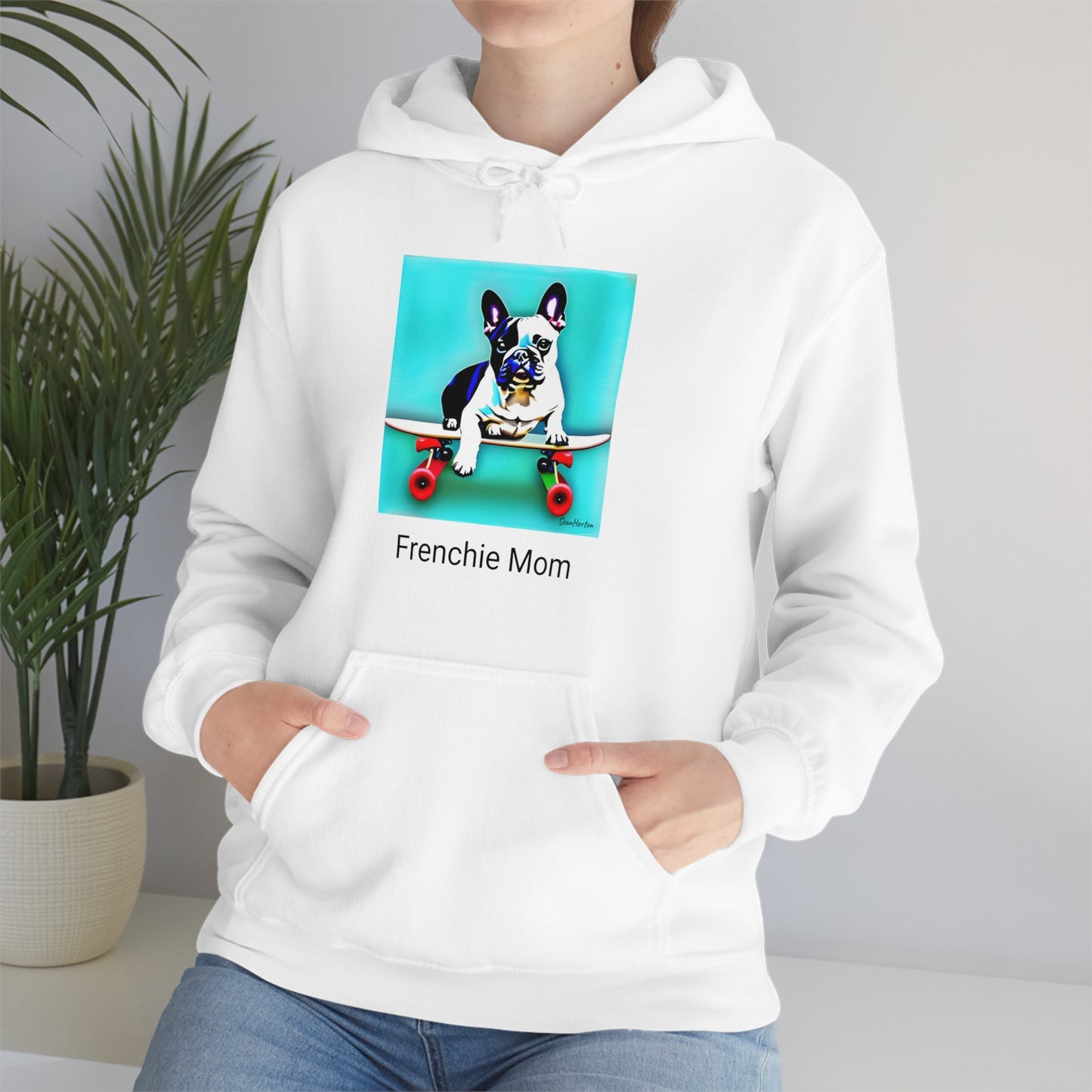 Frenchie on a Skateboard/Frenchie Mom Unisex Heavy Blend™ Hooded Sweatshirt