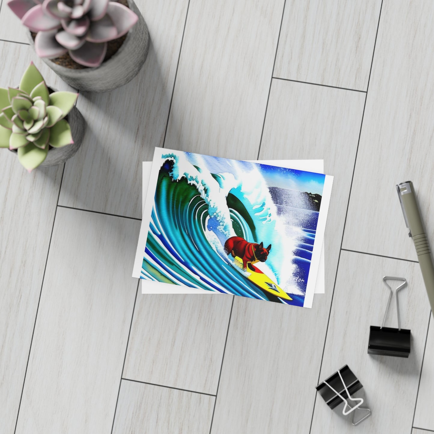 Surfing Frenchie Postcard Bundles (envelopes included)