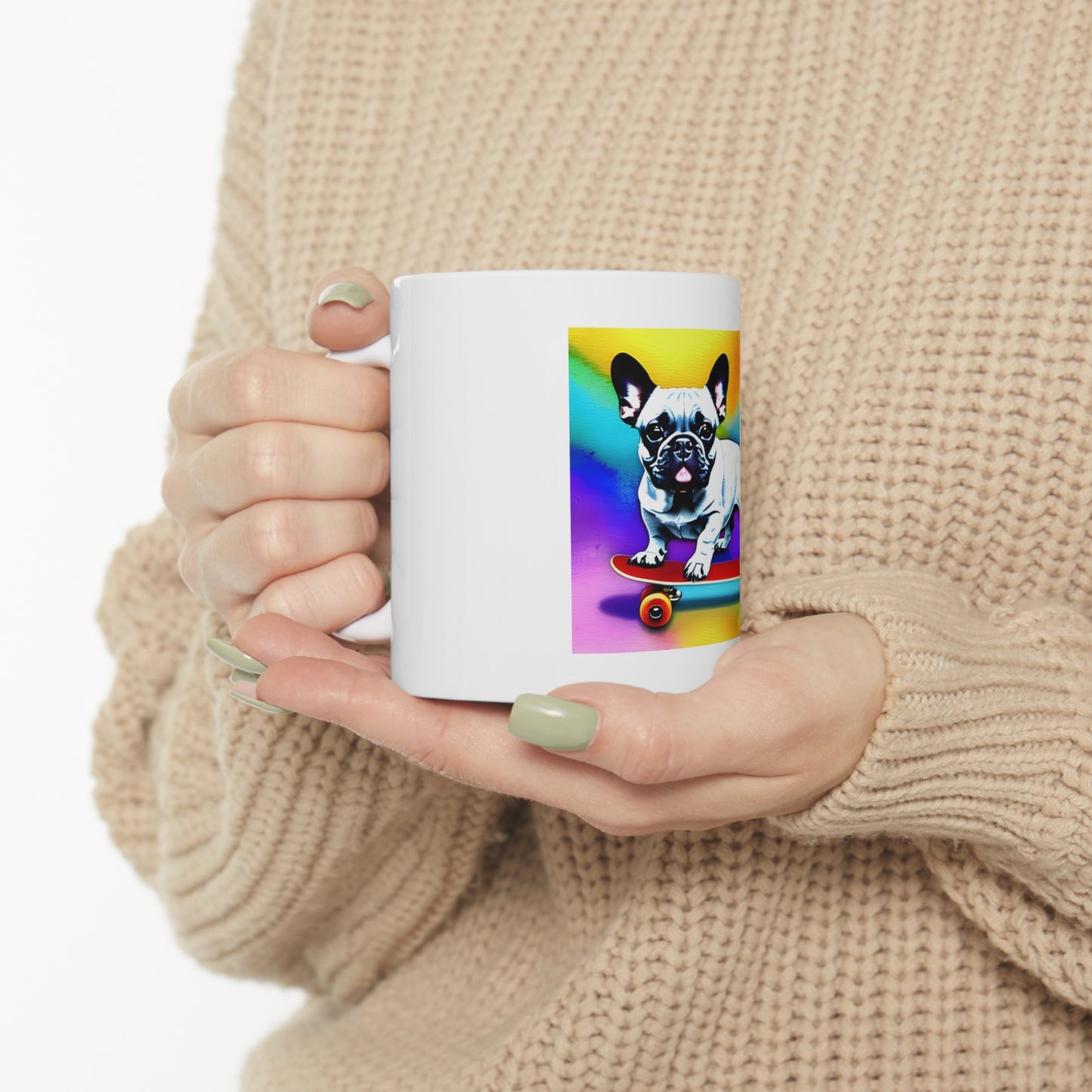 Frenchie on a Skateboard #3 Ceramic Mug 11oz
