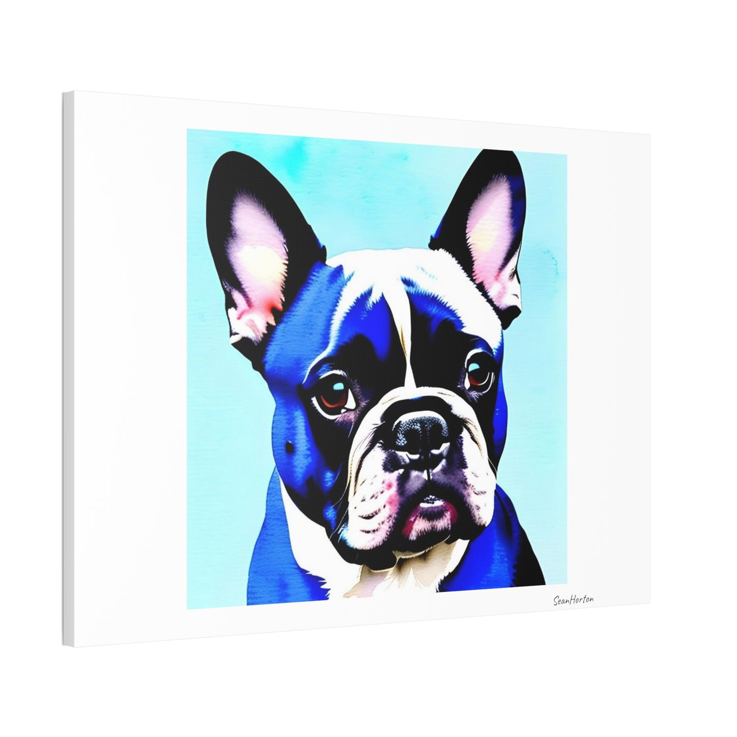 Blue Frenchie (Horizontal) Canvas Stretched, 1.5''