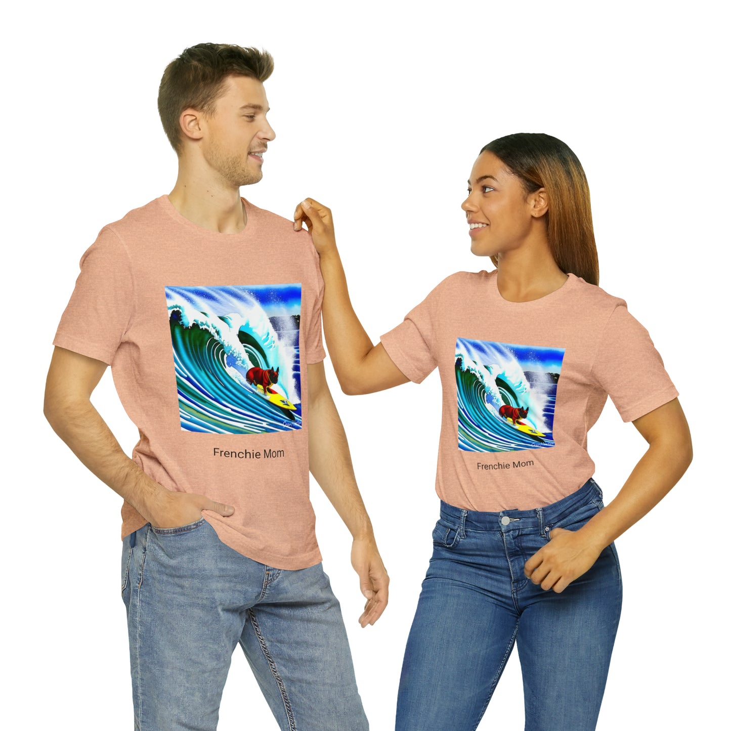 Surfing Frenchie/Frenchie Mom Unisex Jersey Short Sleeve Tee