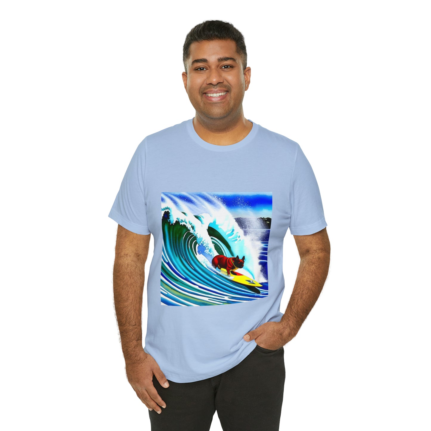 Surfing Frenchie Unisex Jersey Short Sleeve Tee
