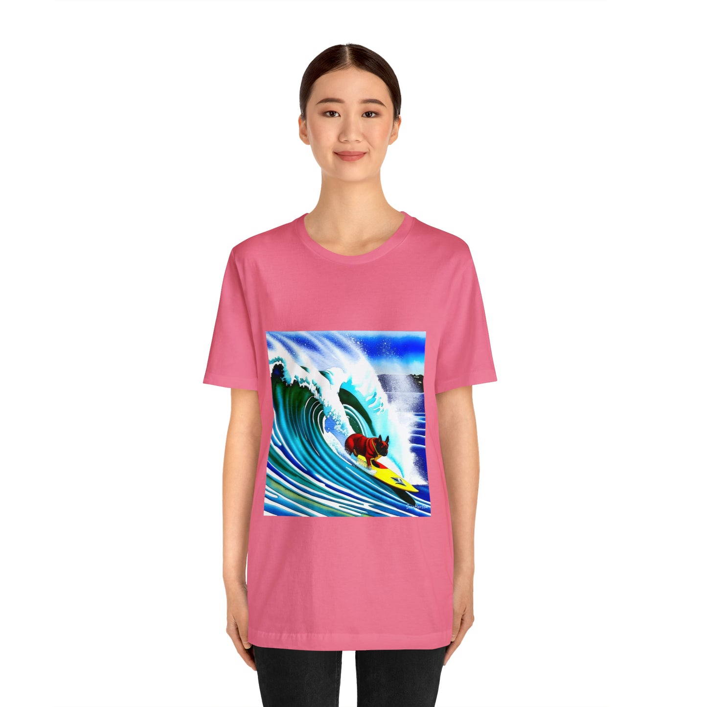 Surfing Frenchie Unisex Jersey Short Sleeve Tee