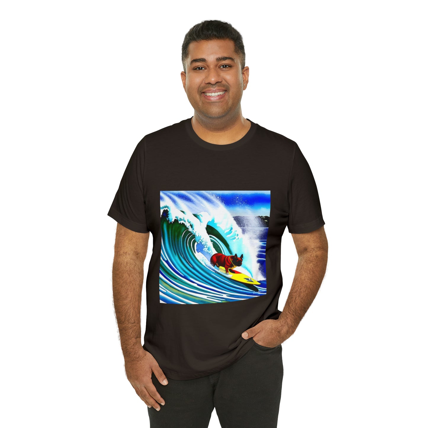 Surfing Frenchie Unisex Jersey Short Sleeve Tee