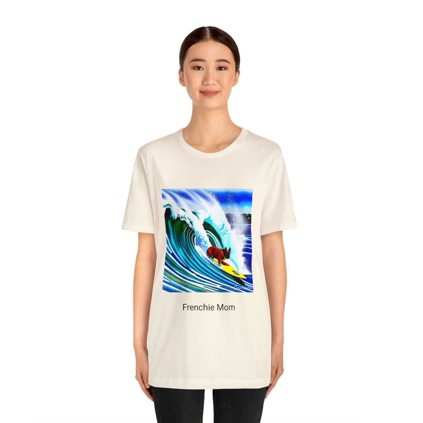 Surfing Frenchie/Frenchie Mom Unisex Jersey Short Sleeve Tee