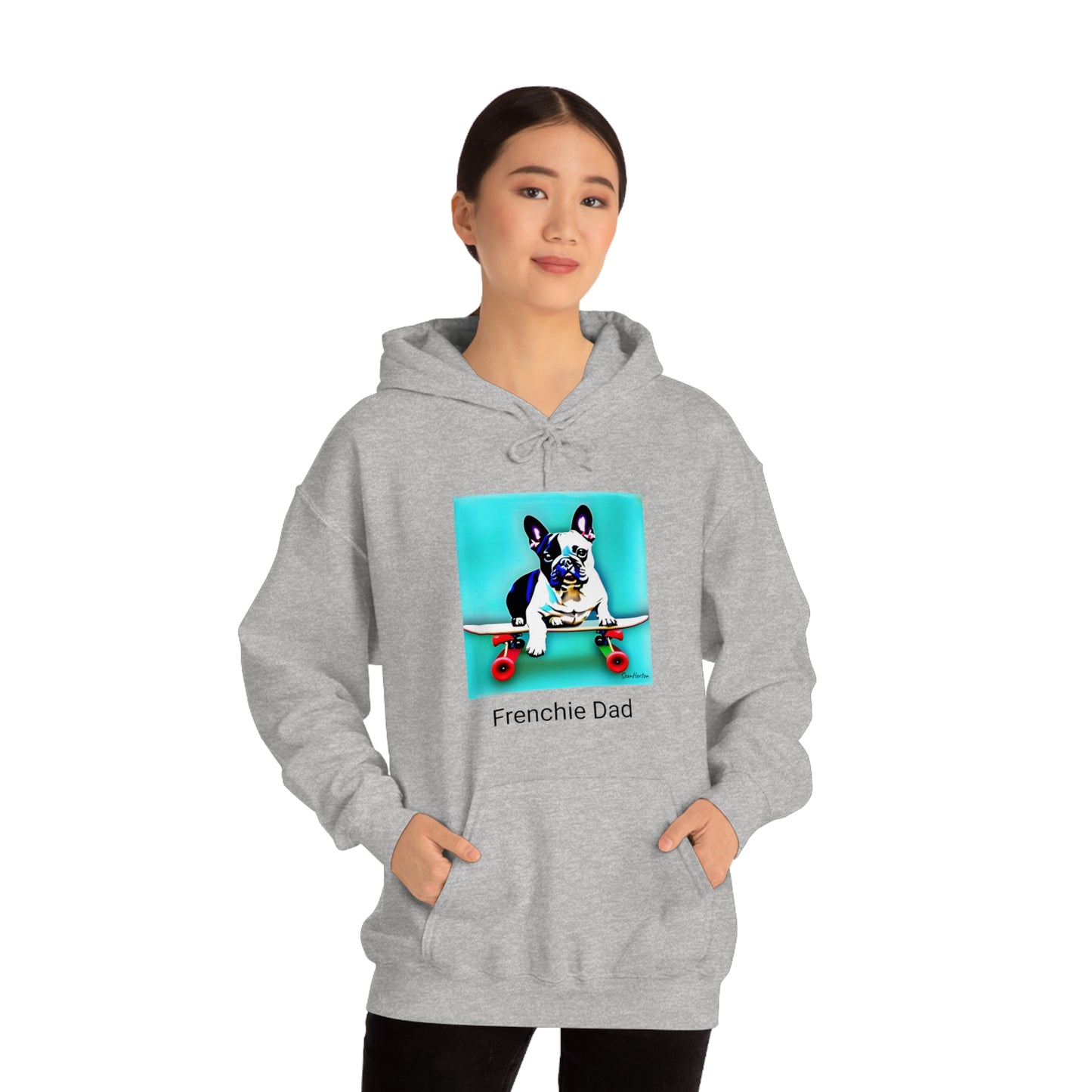 Frenchie on a Skateboard/Frenchie Dad Unisex Heavy Blend™ Hooded Sweatshirt