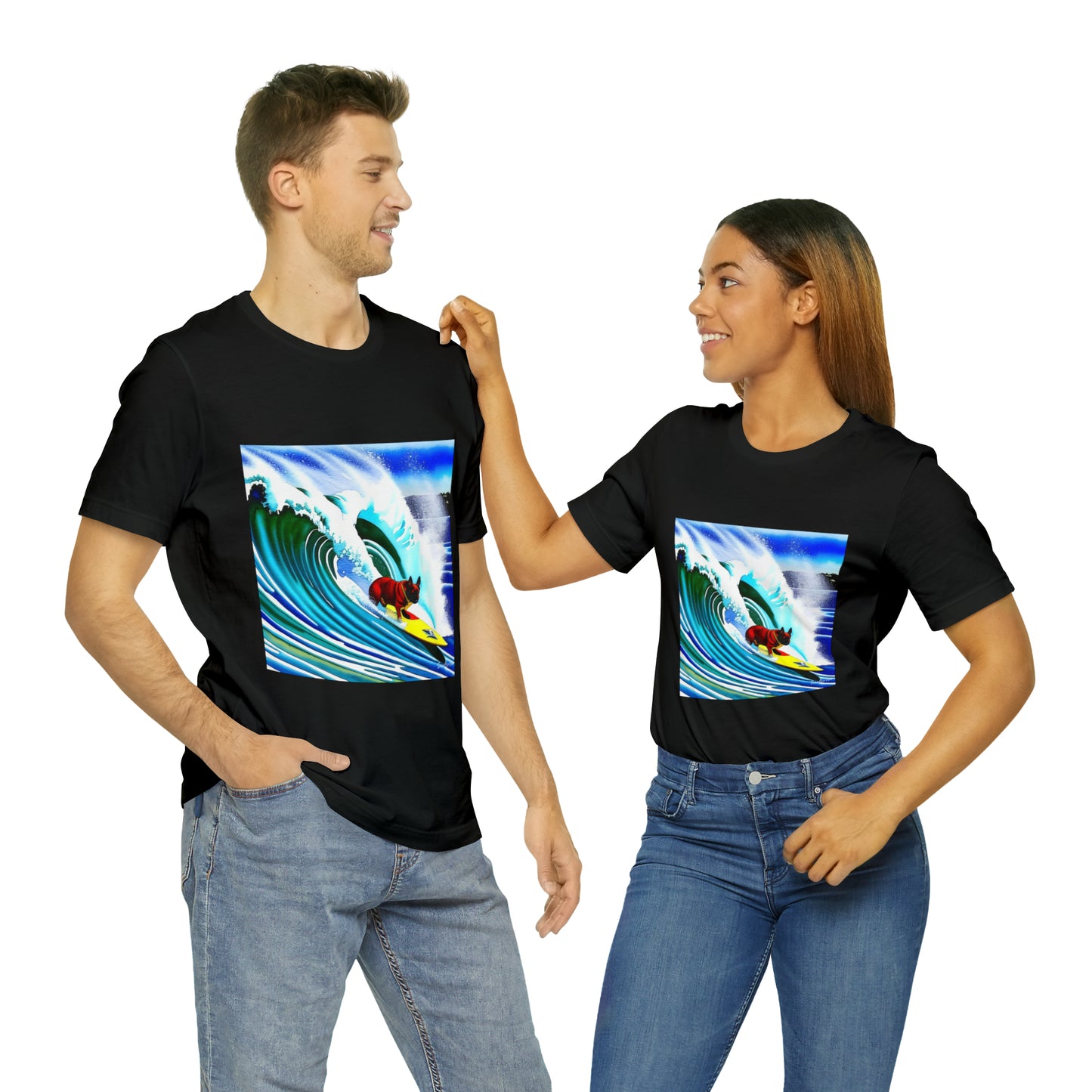 Surfing Frenchie Unisex Jersey Short Sleeve Tee