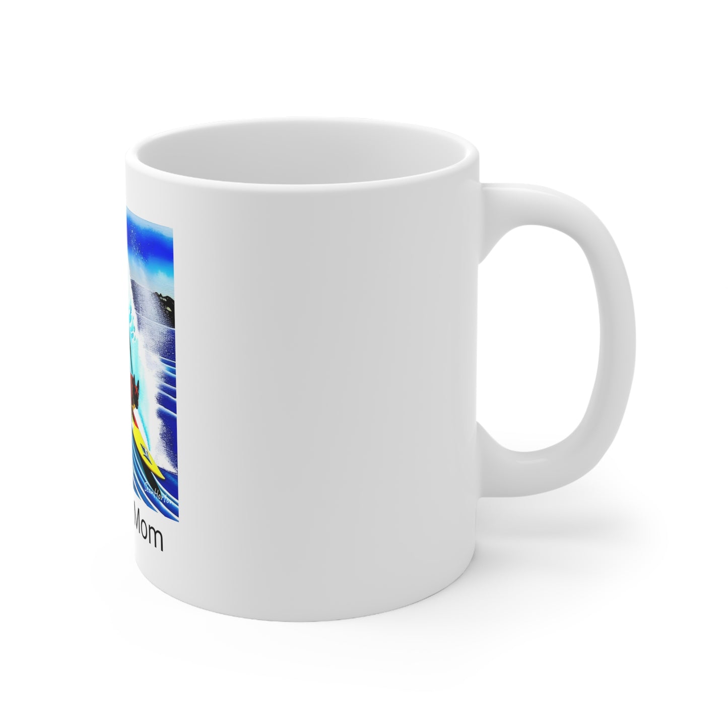 Surfing Frenchie/Frenchie Mom Ceramic Mug 11oz