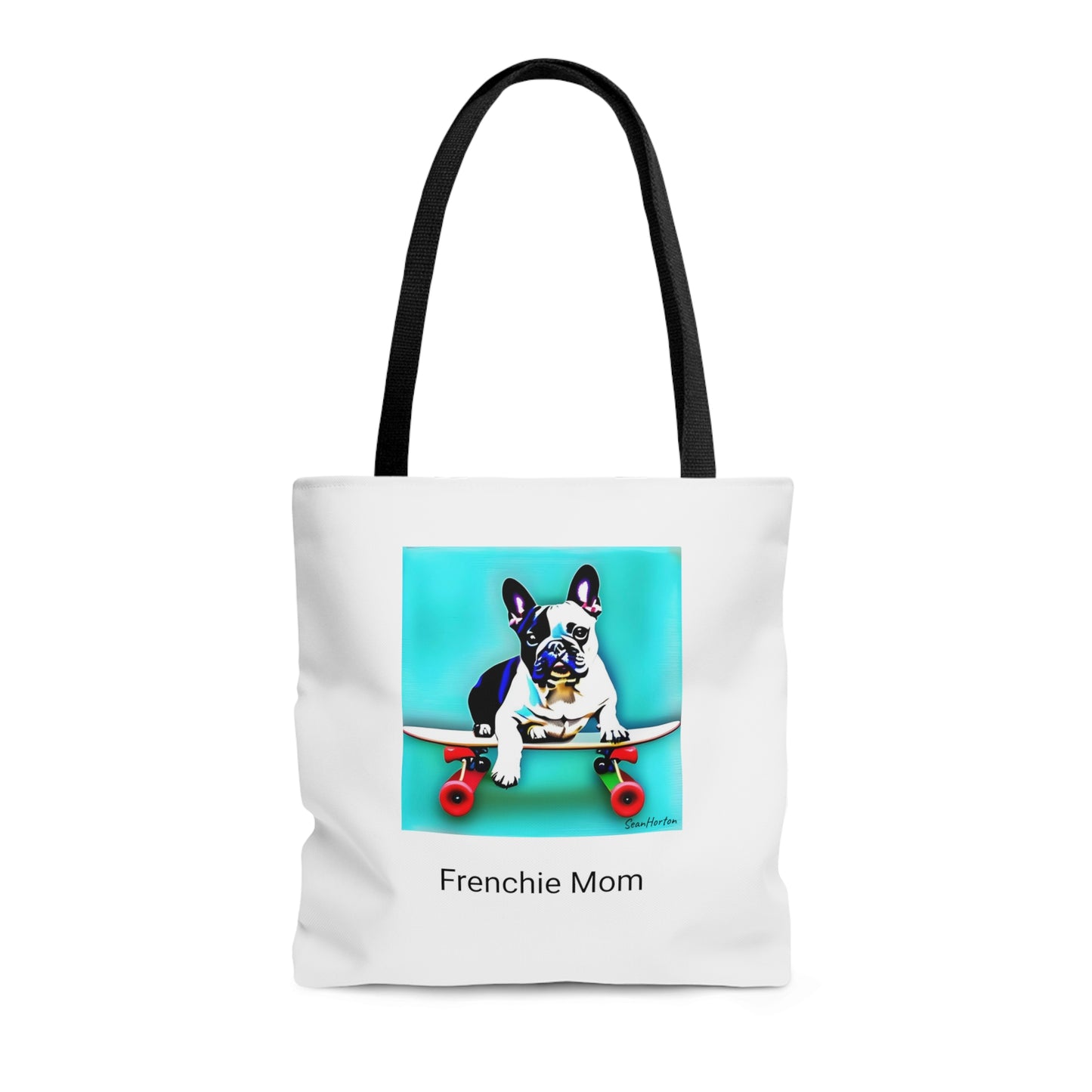 Frenchie on a Skateboard/Frenchie Mom Tote Bag (AOP)