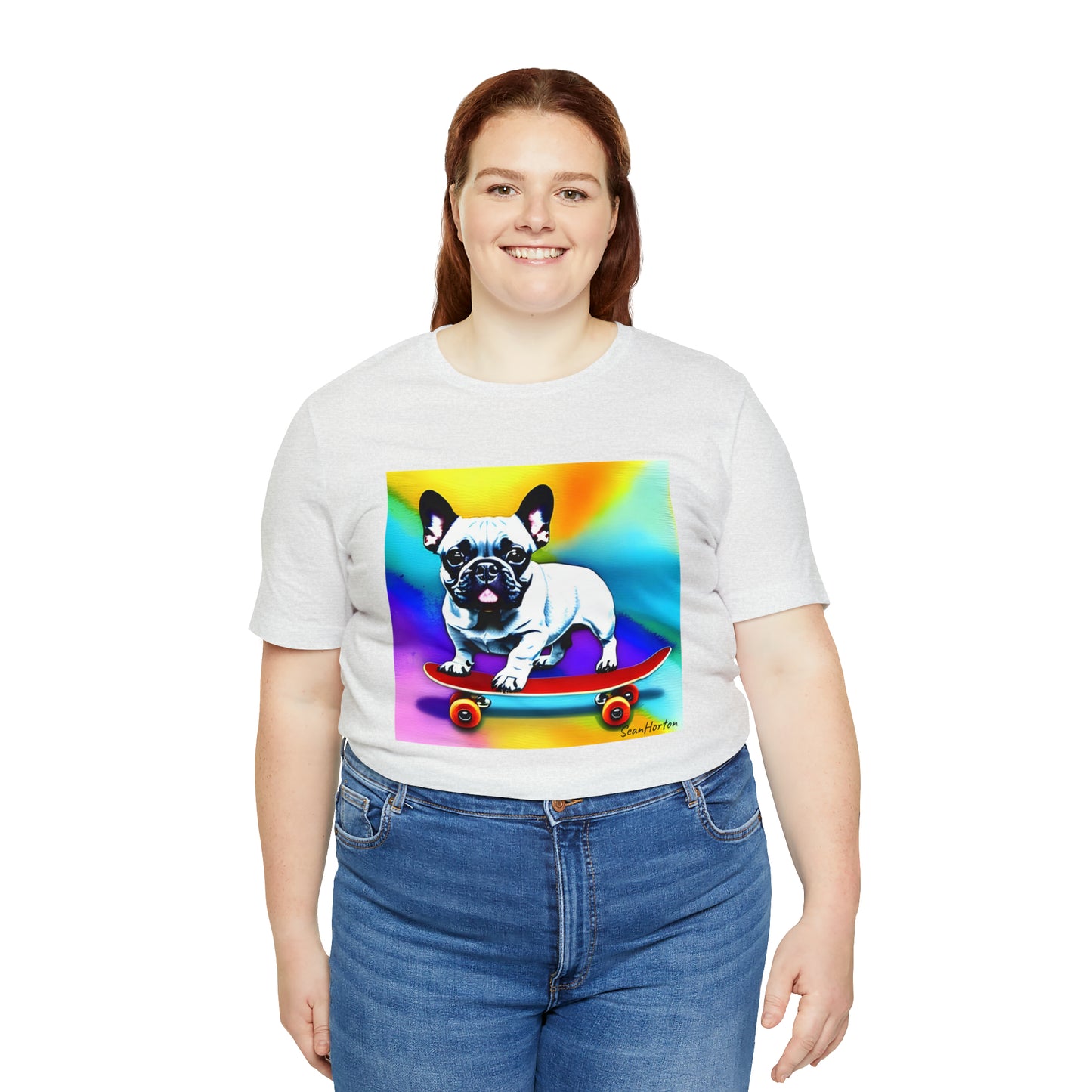 Frenchie on a Skateboard #3 Unisex Jersey Short Sleeve Tee