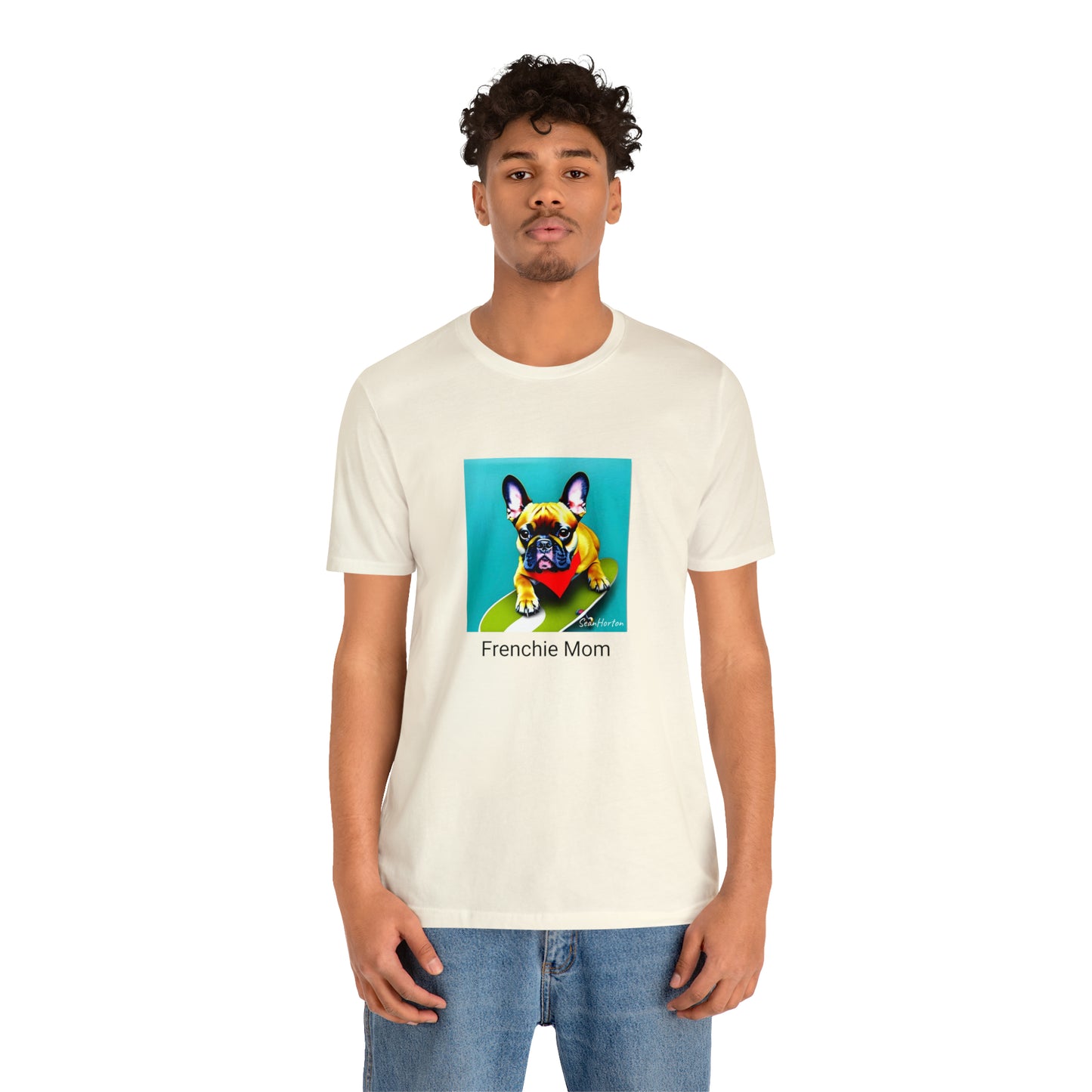 Frenchie on a Skateboard #2/Frenchie Mom Unisex Jersey Short Sleeve Tee