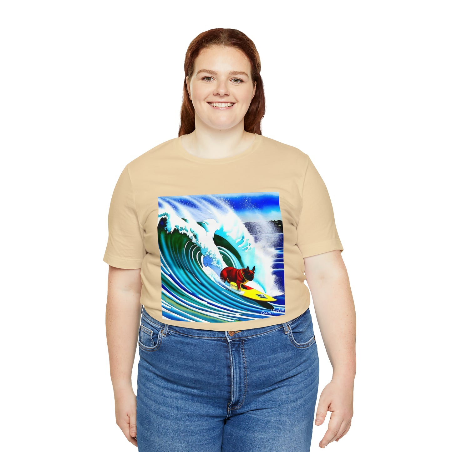 Surfing Frenchie/Frenchie Dad Unisex Jersey Short Sleeve Tee