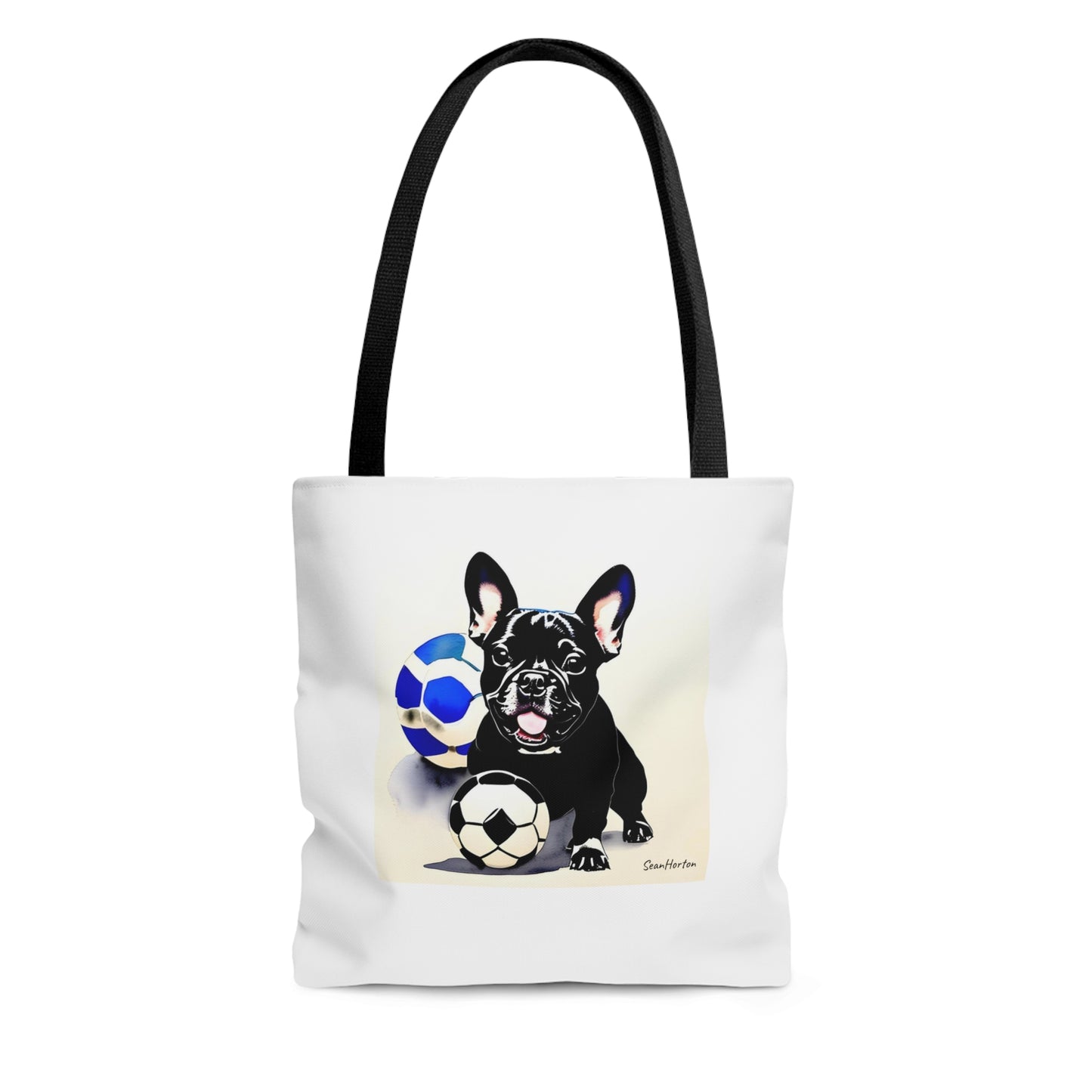 Frenchie with a Soccer Ball Tote Bag (AOP)