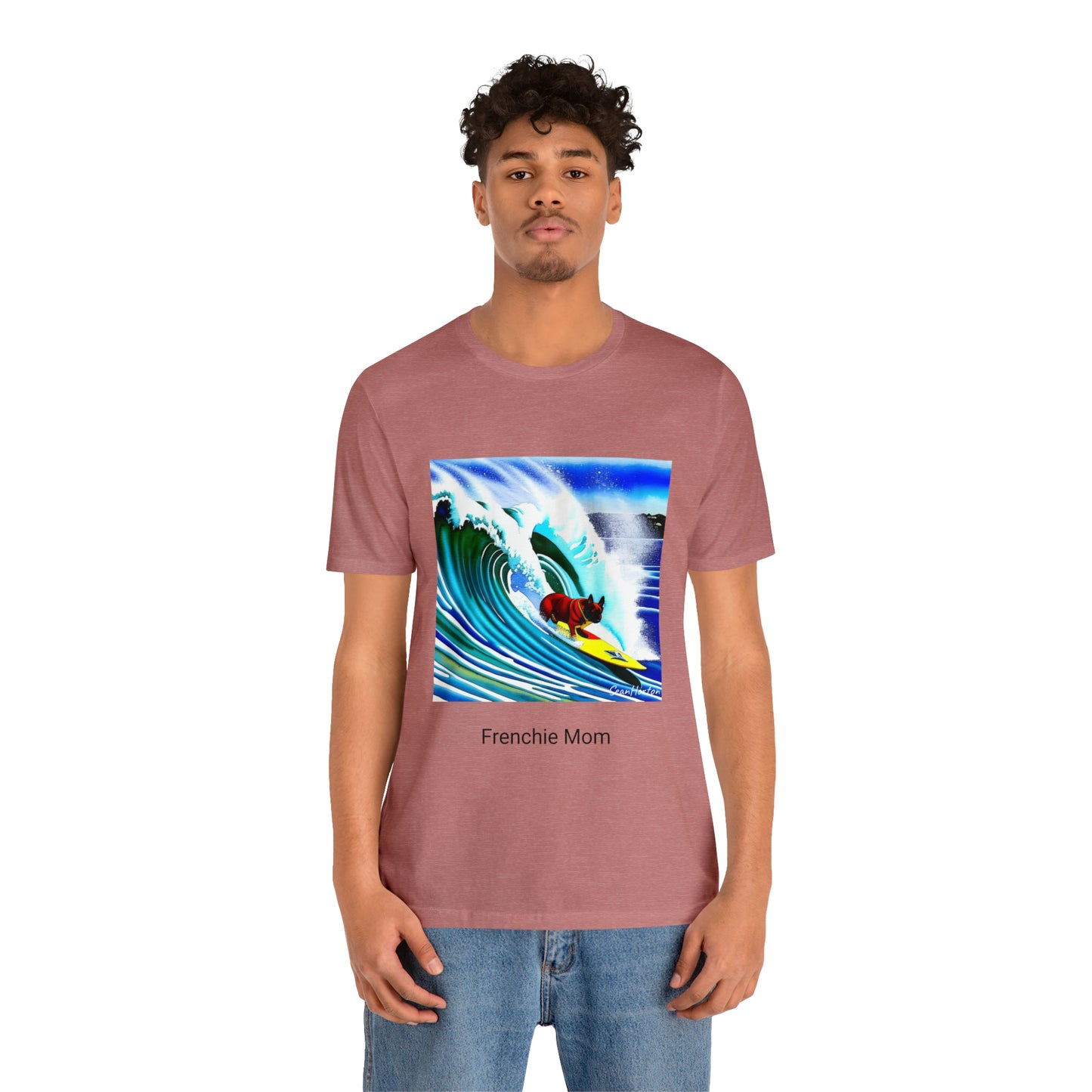 Surfing Frenchie/Frenchie Mom Unisex Jersey Short Sleeve Tee
