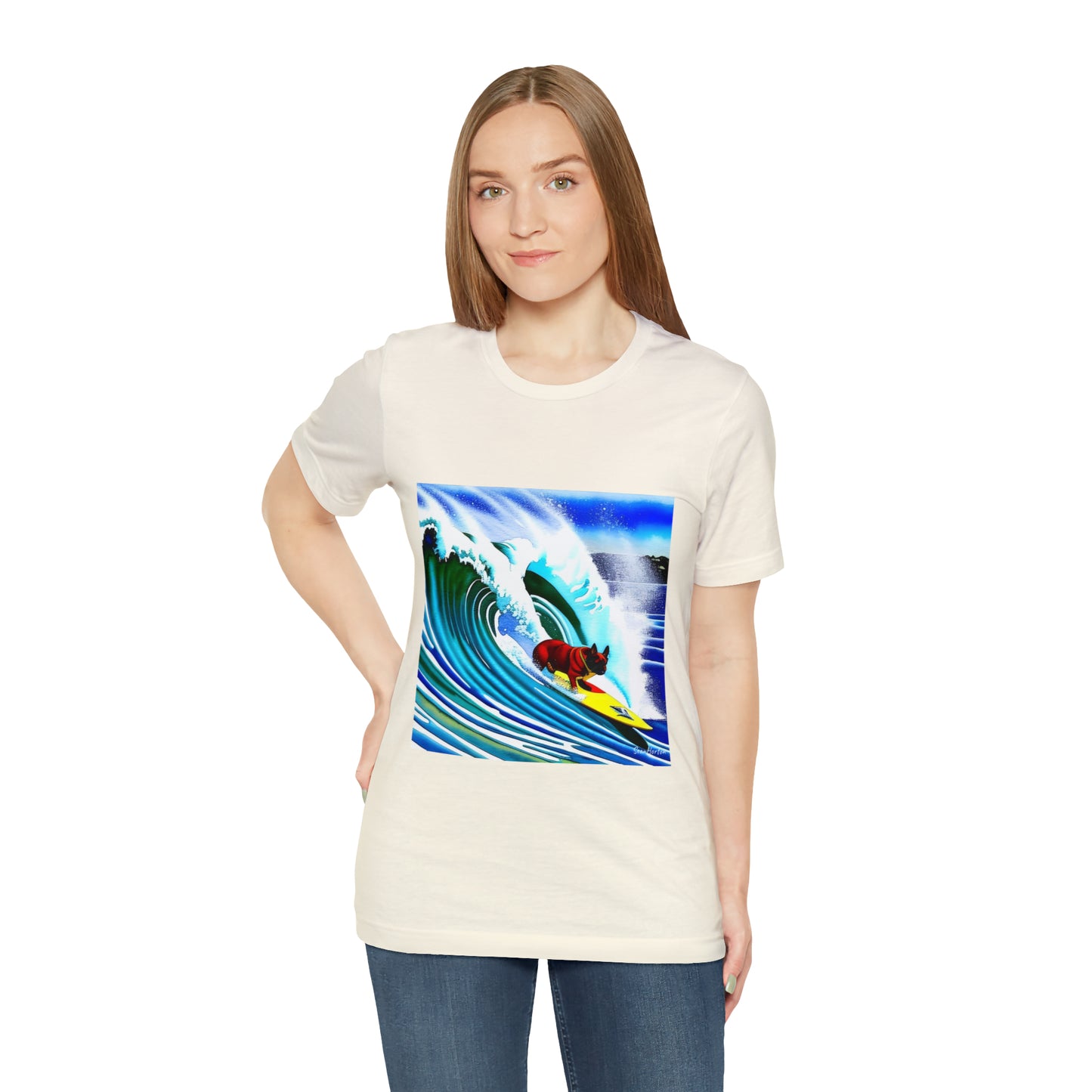 Surfing Frenchie Unisex Jersey Short Sleeve Tee