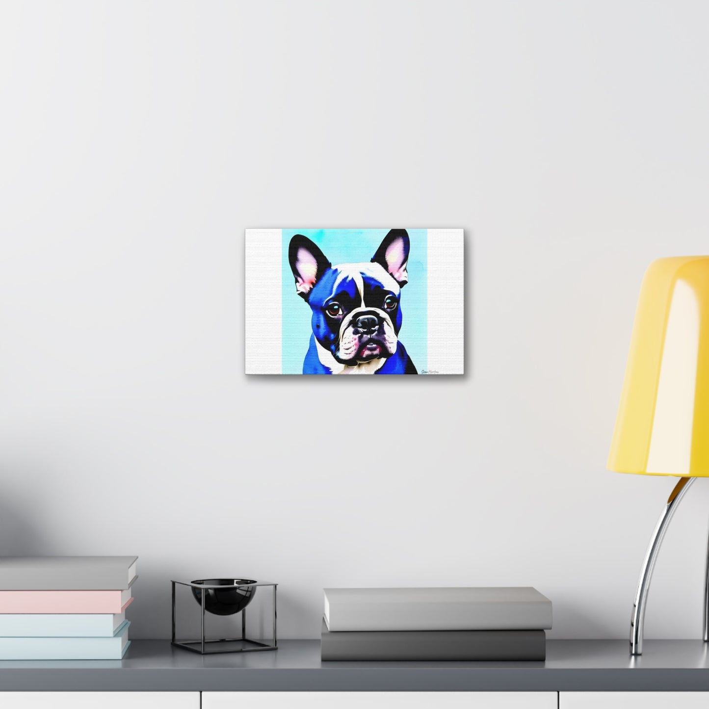 Blue Frenchie (Horizontal) Canvas Stretched, 1.5''
