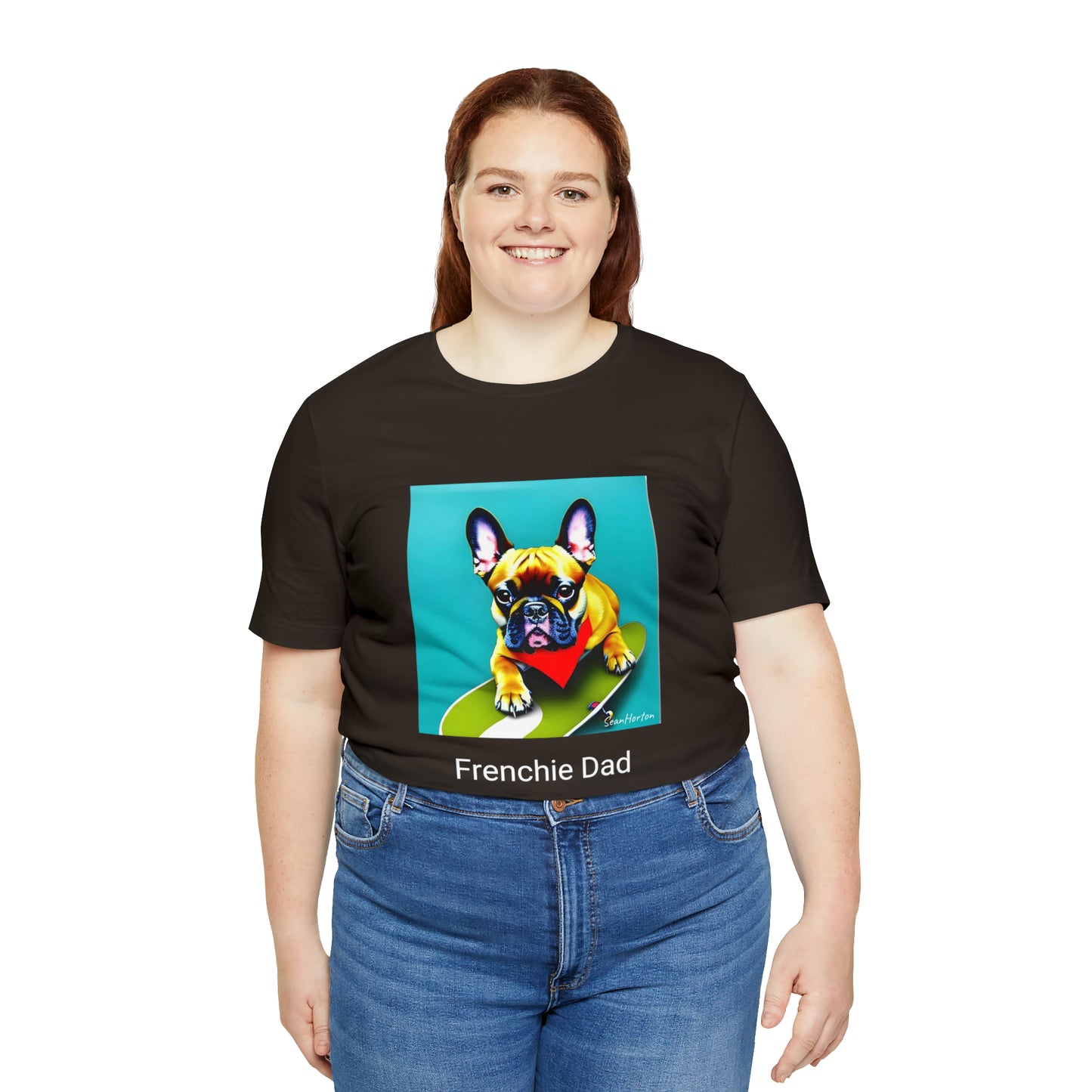 Frenchie on a Skateboard #2/Frenchie Dad Unisex Jersey Short Sleeve Tee