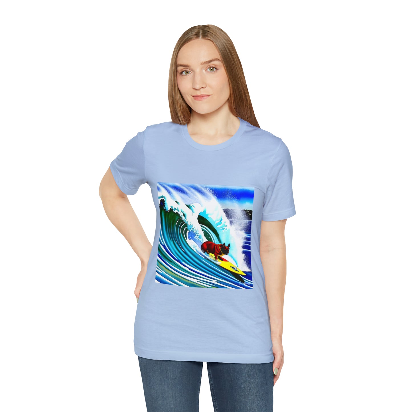 Surfing Frenchie Unisex Jersey Short Sleeve Tee