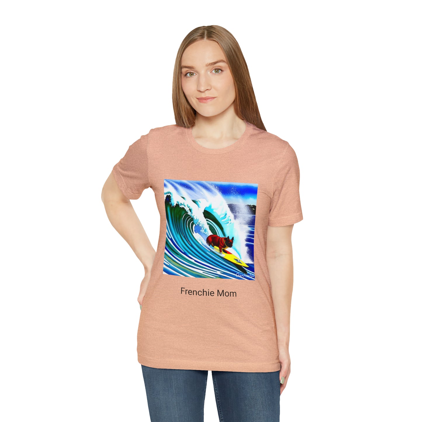 Surfing Frenchie/Frenchie Mom Unisex Jersey Short Sleeve Tee