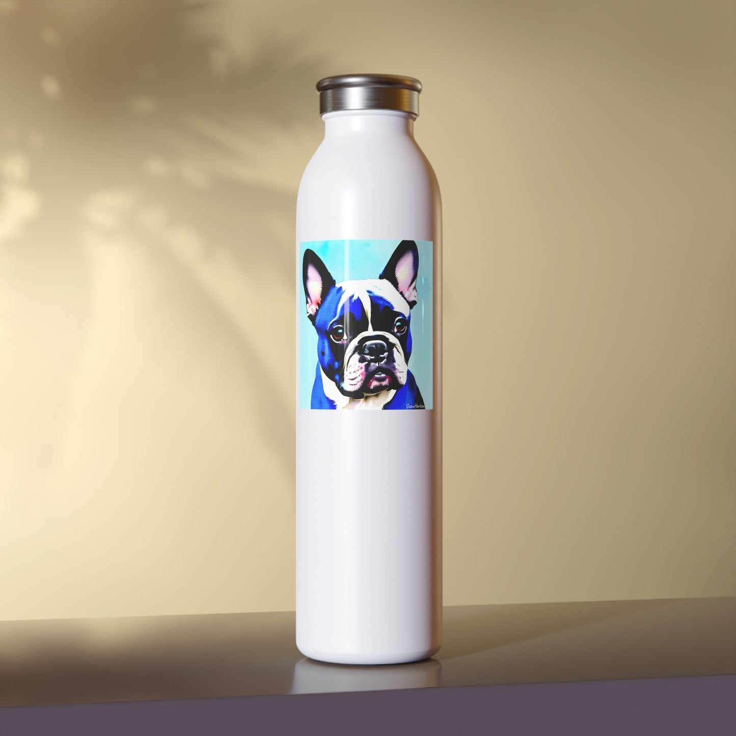 Blue Frenchie Slim Water Bottle