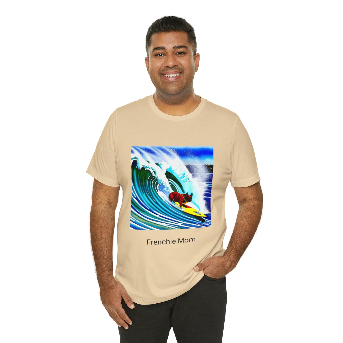 Surfing Frenchie/Frenchie Mom Unisex Jersey Short Sleeve Tee