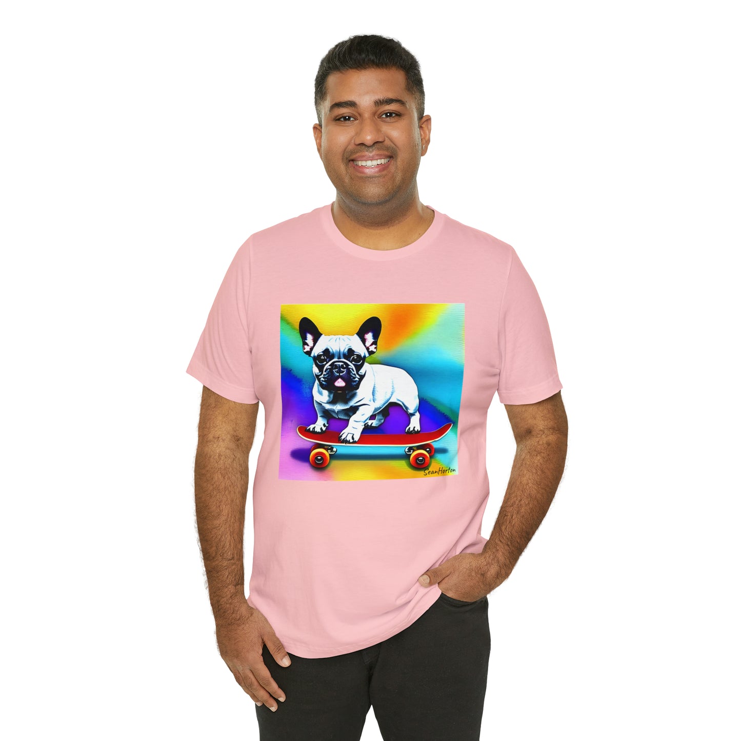 Frenchie on a Skateboard #3 Unisex Jersey Short Sleeve Tee