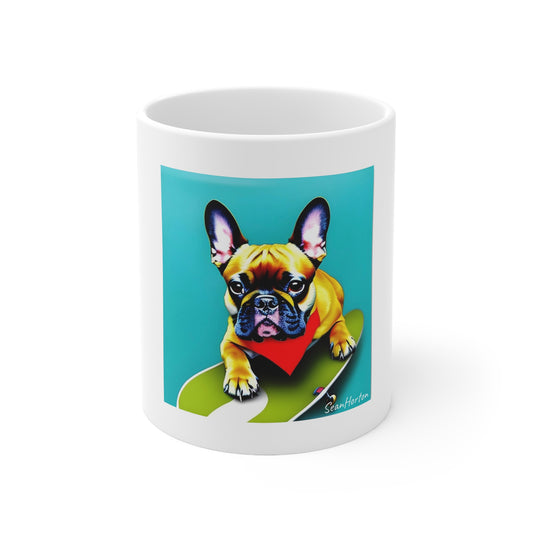 Frenchie on a Skateboard #2 Ceramic Mug 11oz