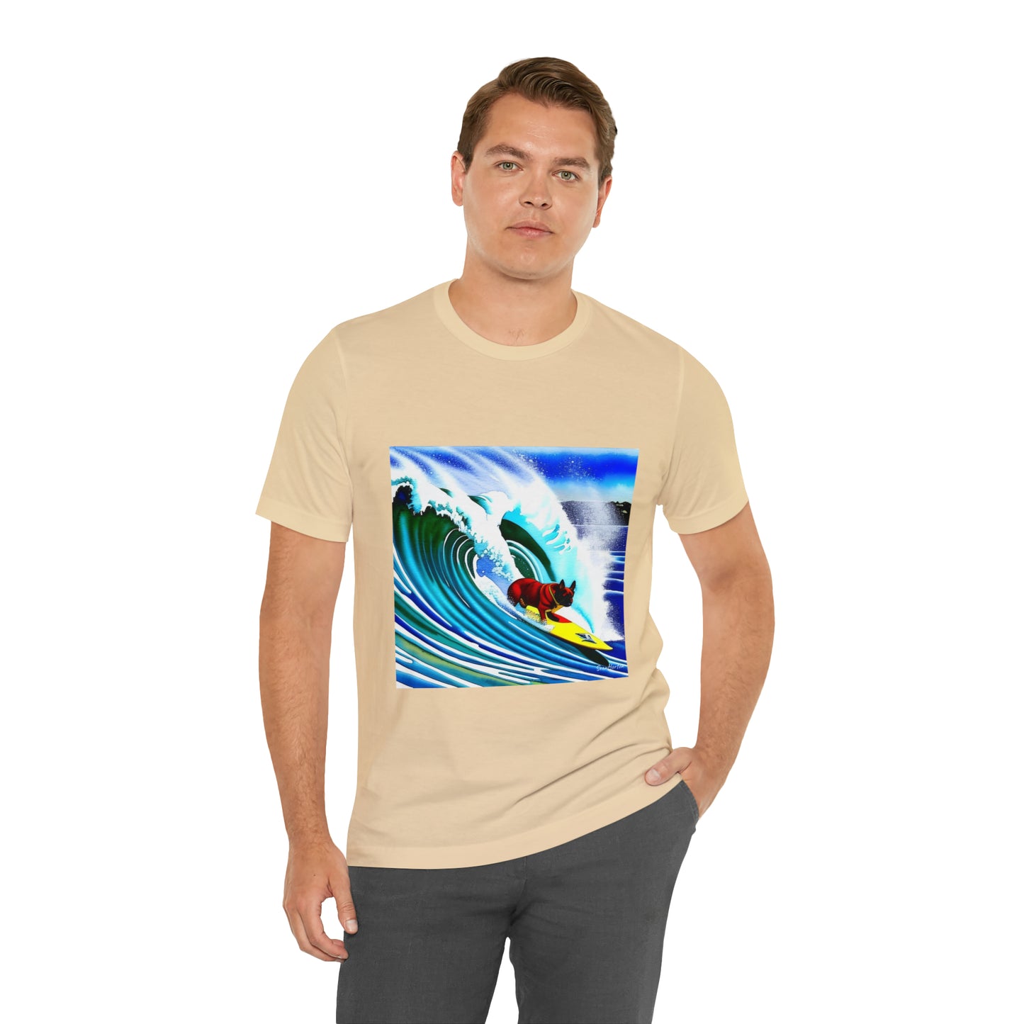 Surfing Frenchie Unisex Jersey Short Sleeve Tee