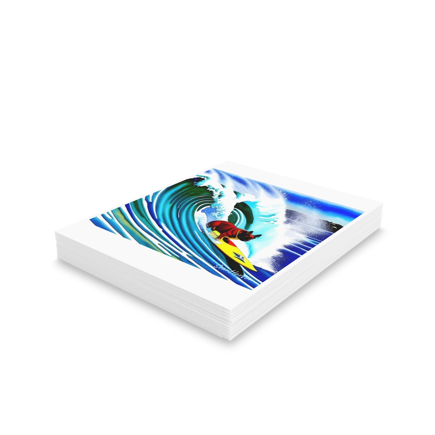 Surfing Frenchie Greeting cards (8, 16, and 24 pcs)