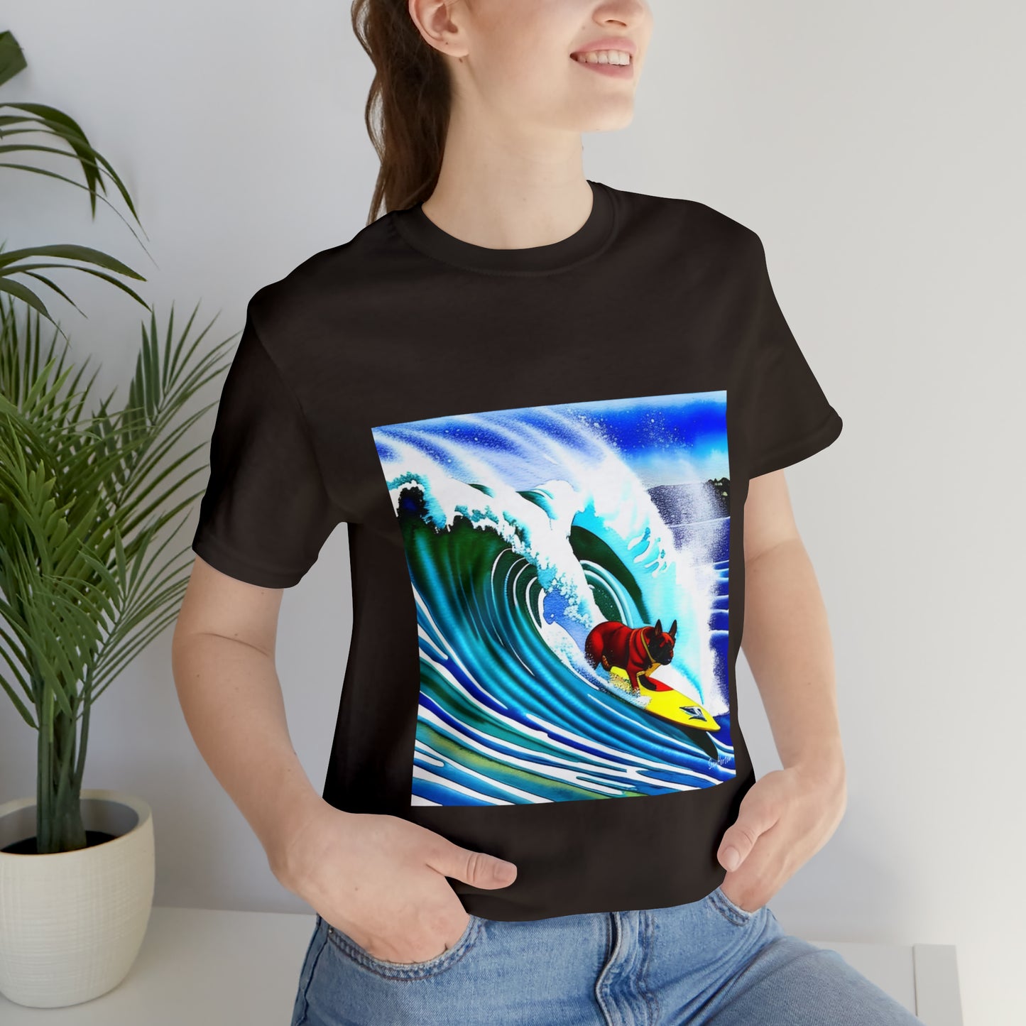 Surfing Frenchie Unisex Jersey Short Sleeve Tee