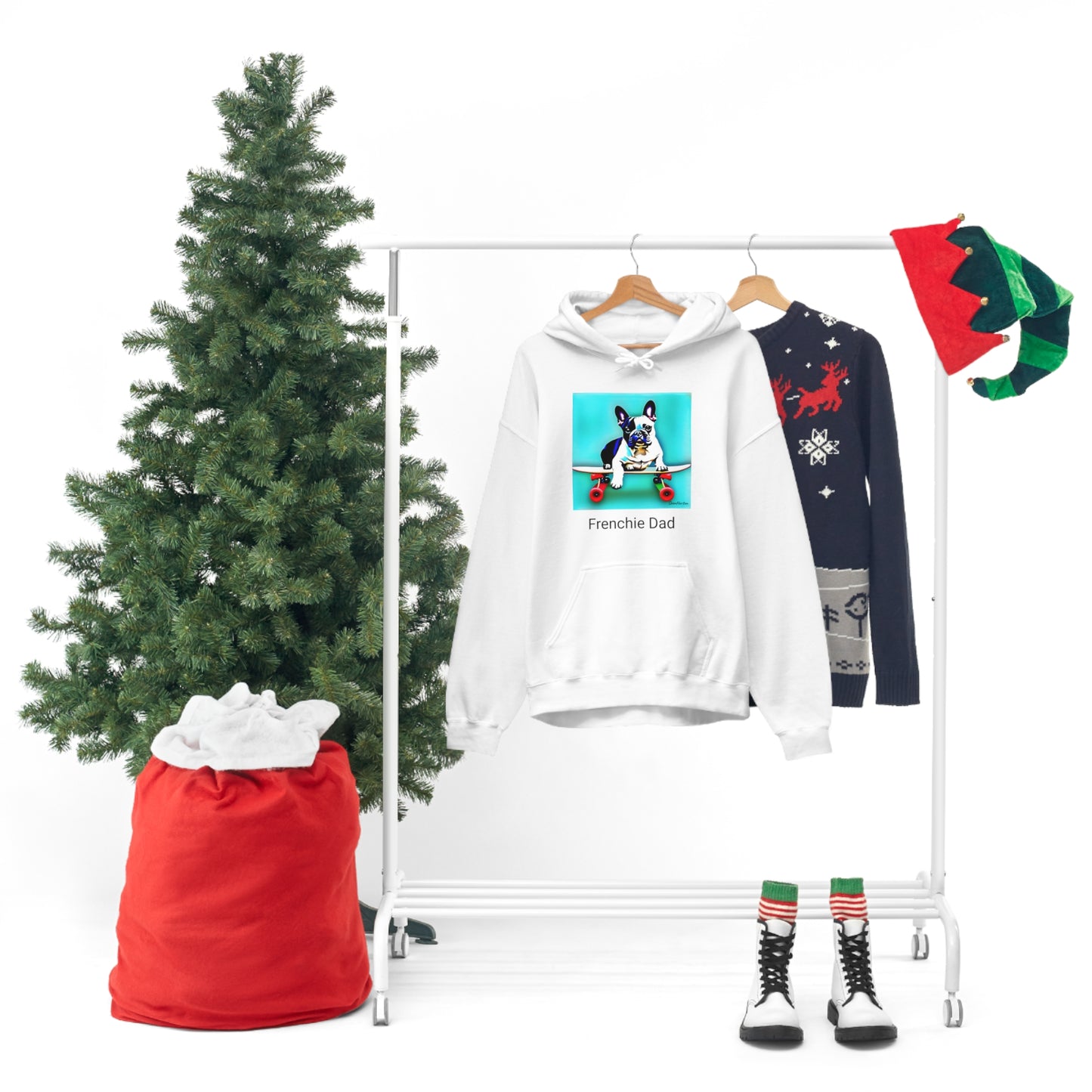 Frenchie on a Skateboard/Frenchie Dad Unisex Heavy Blend™ Hooded Sweatshirt