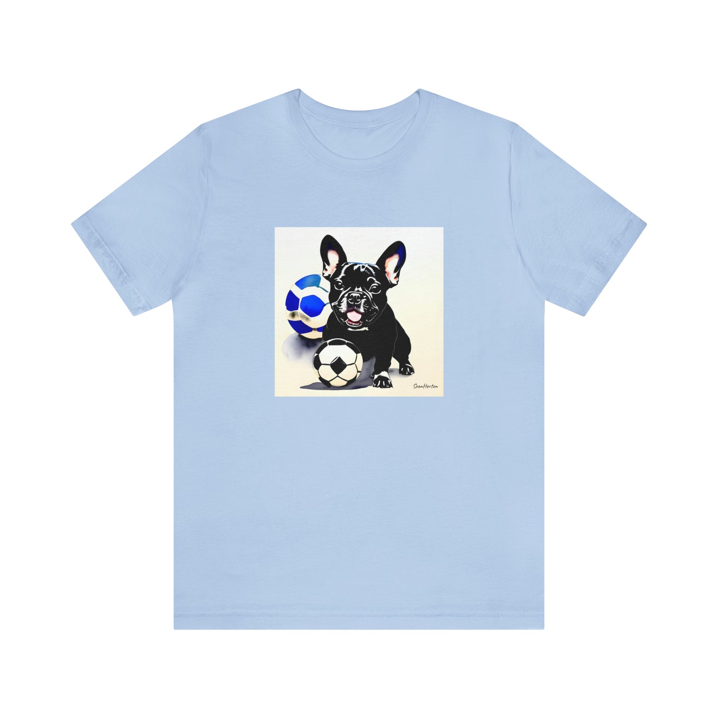 Frenchie with Soccer Ball Unisex Jersey Short Sleeve Tee