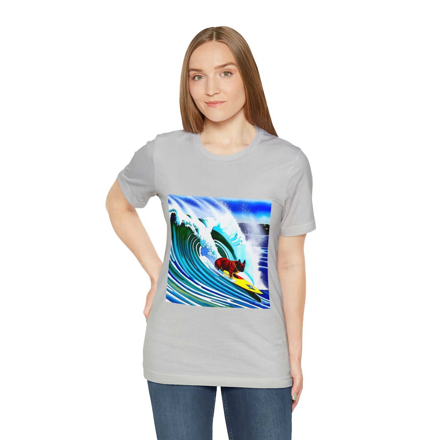 Surfing Frenchie Unisex Jersey Short Sleeve Tee