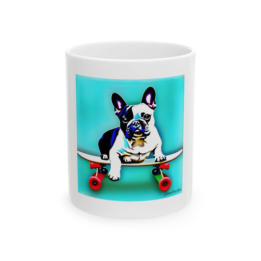 Frenchie on a Skateboard Ceramic Mug 11oz