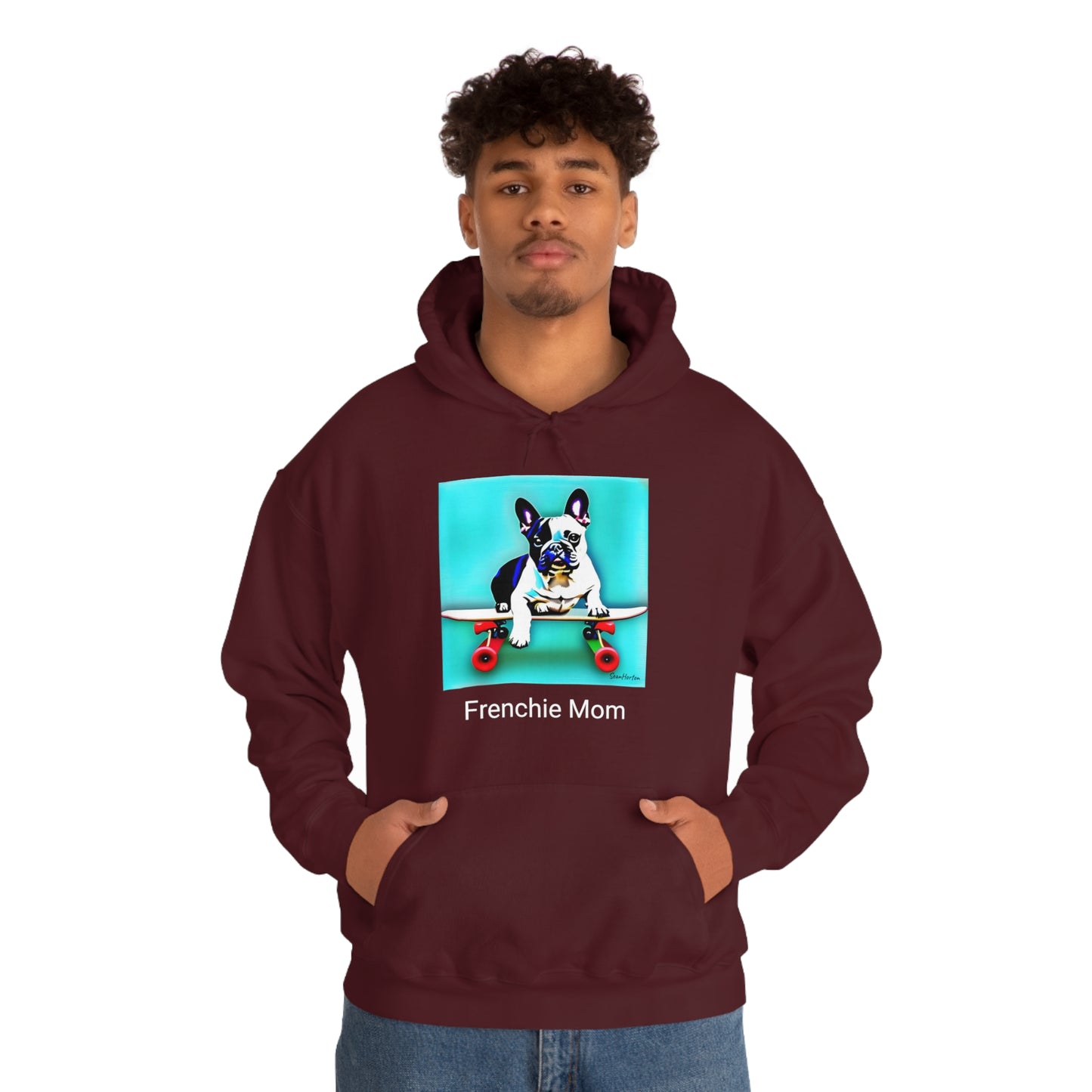 Frenchie on a Skateboard/Frenchie Mom Unisex Heavy Blend™ Hooded Sweatshirt